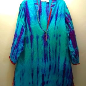 1X Silk Tunic Tie Dye Teal Purple